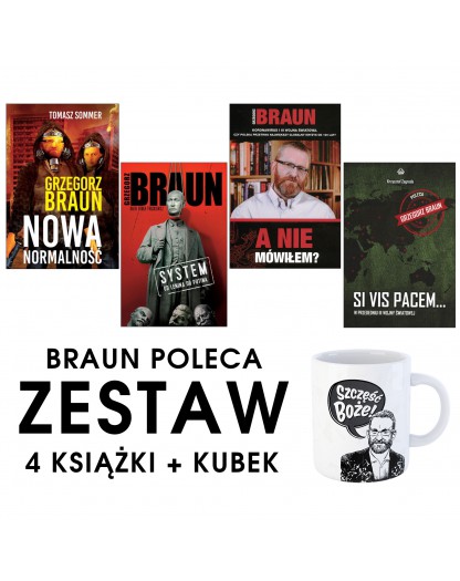 Grzegorz Braun Poleca - Komplet 4 Książek + Kubek "Szczęść Boże"